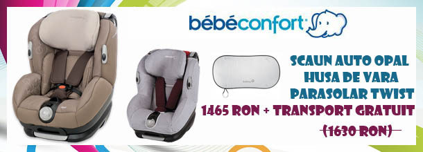 Cel mai bun pret la scaunul auto Opal 0-18 kg, marca BebeConfort: husa de vara, parasolar luneta si transport GRATUITE.